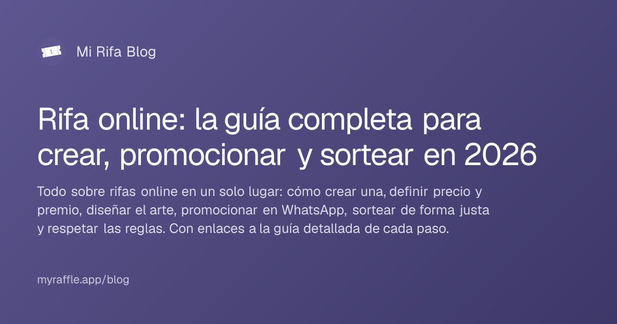 Rifa online: la guía completa para crear, promocionar y sortear en 2026 ...